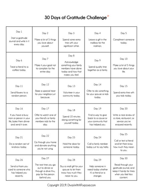 Printable for 30 Days of Gratitude Challenge to focus on intentional acts of gratitude and thankfulness within your daily routine. #intentionalgratitudechallenge #gratitudechallenge #gratitude #30daychallenge #printable Daily Thankful Challenge, Acts Of Gratitude, Making Space For Gratitude, How To Make Space For Gratitude, Purpose Affirmations, 30 Days Of Thankfulness, 30 Day Gratitude Challenge, Lds Relief Society Activities, 30 Days Of Gratitude