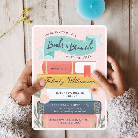 Baby Shower Invites Neutral, Baby Shower Party Invitations, Vintage Baby Shower, Baby Shower Brunch, Polka Dot Background, Baby Memory Book, Floral Baby Shower Invitations, Baby Memories, Neutral Baby Shower