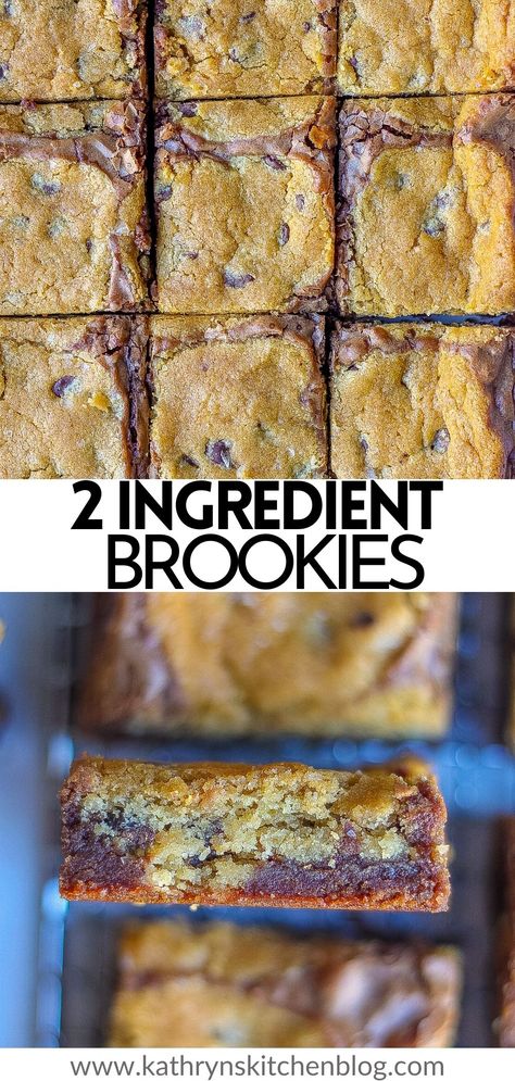 Brookies are the best semi-homemade treat! This easy recipe combines box mix brownies and pre-made cookie dough into one for the ultimate dessert! #brookies #cookies #dessert #easyrecipe #delicious #chocolatechips #brownies Brownie Cookie Bars, Box Mix Brownies, Brookie Recipe, Simple Cookie Dough Recipe, Boxed Brownie Recipes, Brookies Cookies, Cookie Dough Desserts, Brookies Recipe, Brownie Mix Recipes