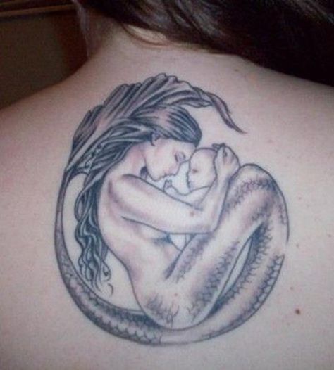 Mermaid mom Thinking Tattoo, Mermaid Tattoo Meaning, Mutterschaft Tattoos, Motherhood Tattoos, Mermaid Tattoo Designs, Totem Tattoo, Tattooed Woman, Mermaid Stuff, Fantasy Mermaids