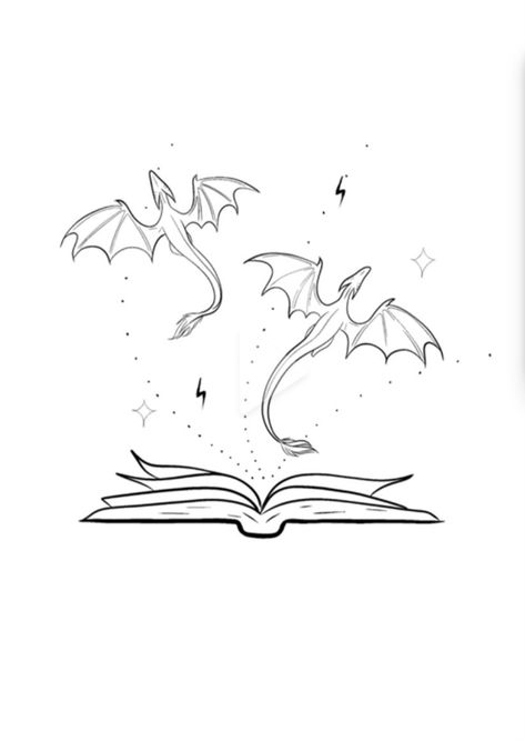 Bookish Tattoos Dragon, Dramione Tattoo, Reading Tattoo Ideas, Book Dragon Tattoo, Fine Line Dragon Tattoo, Dnd Tattoo, Reading Tattoo, Small Symbol Tattoos, Bookish Tattoos