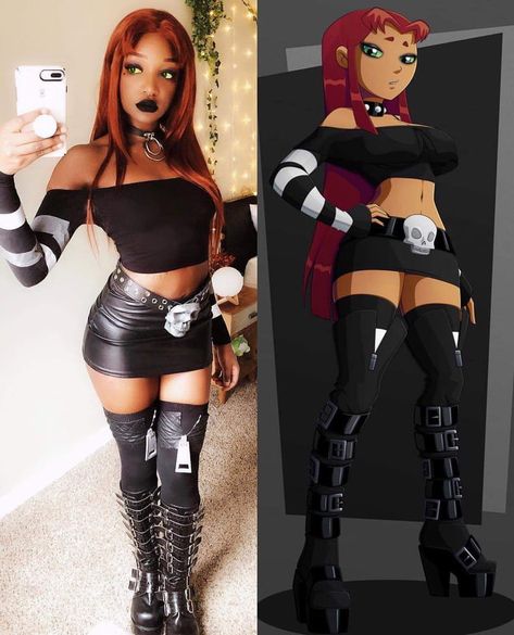 Cosplay or something Starfire Cosplay, Teen Titans Cosplay, Black Cosplayers, Superhero Cosplay, Halloween Costume Outfits, Cosplay Characters, Amazing Cosplay, Cute Halloween Costumes, Cute Cosplay