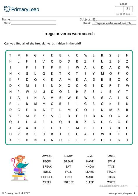 Irregular Verbs Word Search - English ESL Worksheets for distance learning and physical classrooms Verb Word Search, Irregular Verbs Worksheet, Verb Words, English Grammar Exercises, Regular Verbs, Grammar Exercises, Verb Worksheets, Verb Tenses, Grammar Practice