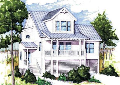 A Place in the Sun Coastal Cottage House Plans, Beach Cottage House Plans, Stilt House Plans, Cottage Design Plans, Coastal Home Plans, Coastal Homes Plans, Beautiful Beach Houses, Vacation House Plans, Florida Cottage