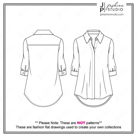 Women Blouse Sketch, Shirt Fashion Flat Sketch, Fashion Technical Drawing, Hidden Placket, Tunic Shirt Shirts For Women Illustration, Flat Shirt Sketch, Women Shirt Illustration, Flat Sketch Of Shirt, Tunic Flat Sketch, Blouse Flat Sketch Fashion Design, How To Draw Blouse, Blouse Sketches Fashion Illustrations, Women Shirt Flat Sketch