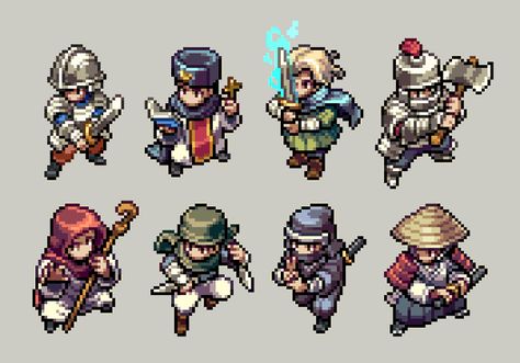 Isometric Character, Pixel Art Reference, Character Classes, Pixel Character, Piskel Art, Pixel Characters, Pixel Art Tutorial, Pixel Game, 2d Game Art