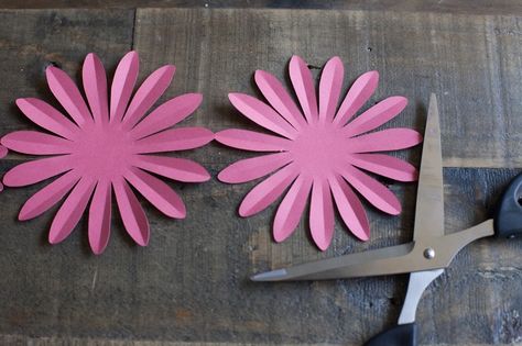 How to make a paper flower. Make Your Own Paper Gerbera Daisies - Step 2 Diy Gerbera Daisy Paper Flower, How To Make A Paper Daisy, Hessian Flowers, Make A Paper Flower, Making Paper Flowers, Make Your Own Paper, Assorted Flowers, Paper Flower Patterns, Paper Crafts Ideas