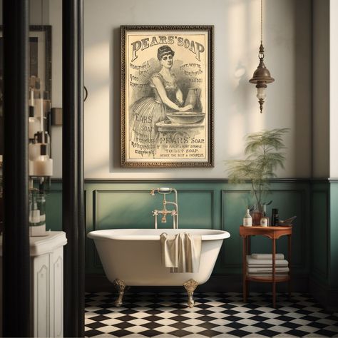 210gsm satin paper Low-glare finish .: Assembled in the USA from globally sourced parts Antique Advertising Vintage Print Pear's Soap Poster for Bathroom Vintage Kitsch Print Poster The poster is sold unframed reproduction Victorian Bathroom Vintage, Parisian Bathroom, Estilo Kitsch, Laundry Room Wall Art, Vintage Bathroom Decor, Eclectic Bathroom, Art Deco Bathroom, Victorian Bathroom, Cottage Bathroom