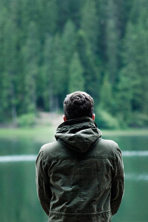 Photo of Man Wearing Hooded Jacket in Front of Body of Water Spruce Essential Oil, Double Exposition, Alone Photography, Man Photography, Prayer Room, Poses For Men, Pictures Images, Happy Couple, Image Hd