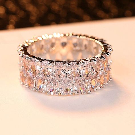 Boho Female Big Crystal Zircon Stone Ring Luxury Fashion Silver Color Love Engagement Ring Vintage Wedding Rings For Women _ - AliExpress Mobile Vintage Wedding Rings, Marquise Cut Engagement Ring, Vintage Wedding Jewelry, Gemstone Ring Silver, Engagement Rings Marquise, Trendy Ring, Bridal Bands, Wedding Band Sets, Wedding Rings Vintage