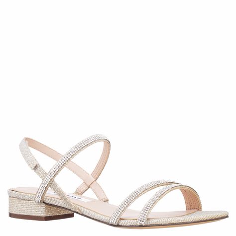 SARITA-DIAMOND DUST TEXTURED METALLIC CRYSTAL STRAPPY FLAT SANDAL Hoco Shoes, Dress Sandals Flat, Chic Flats, Strappy Sandals Flat, Diamond Dust, Strappy Flats, Evening Flats, Nina Shoes, Slingback Flats