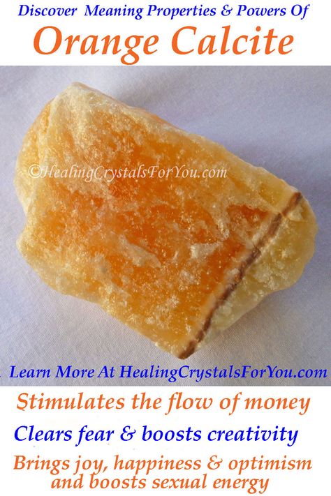 Orange Calcite clears fear and negativity, enhances creativity and helps to stimulate the flow of money. Encourages joy, happiness and optimism and boosts sensuality and passion. #OrangeCalcite #enhancescreativity #HealingCrystalsForYou #negativity #releasefear #manifestation Red Calcite Crystal Meaning, Orange Calcite Crystal Meaning, Orange Calcite Meaning, Calcite Meaning, Boost Self Confidence, Release Negative Energy, Money Flow, Tangerine Quartz, Healing Crystals For You