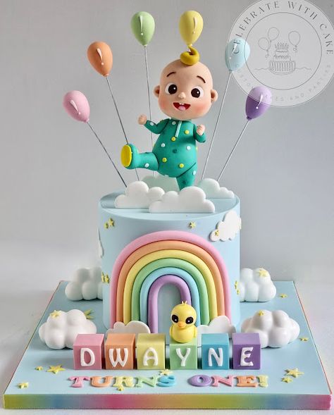 Celebrate with Cake!: Cocomelon Cocomelon Pastel Cake, First Birthday Cake Cocomelon, Cocomelon Second Birthday, Cocomelon Cake Design, 2nd Birthday Cake Cocomelon, Cocomelon Cody Birthday Cake, Cocomelon Cake Ideas, Cake Cocomelon, Cocomelon Theme Cake