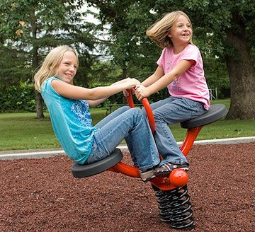 Bobble Rider™ for ages 2 to 12 by Landscape Structures Inc. Fitness Circuits, Commercial Playground Equipment, Playground Games, Play Garden, Outdoor Play Areas, Landscape Structure, Building A Container Home, Sand Play, Independent Play