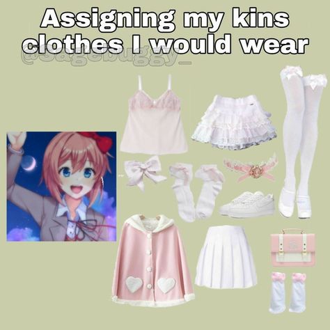 Monika Ddlc Casual Outfit, Ddlc Casual Outfit, Ddlc Outfits, Monika Ddlc, Head Cannons, Closet Cosplay, Oc Inspiration, Anime Clothing, The Comfy