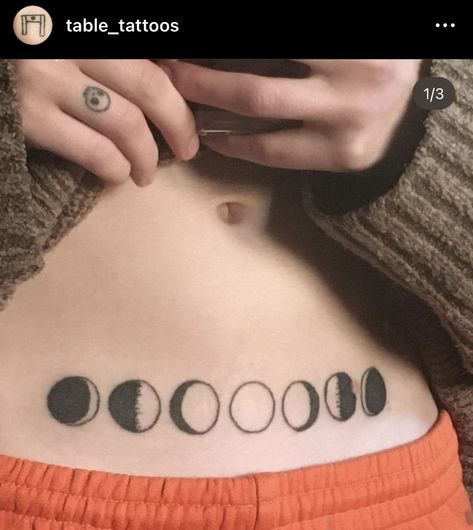 Chest Tattoo Simple, Moon Phase Tattoo, Moon Phase Ring, Moon Phases Tattoo, Belly Tattoo, Tramp Stamp, Ring Tattoos, Collar Bone Tattoo, Tat Ideas