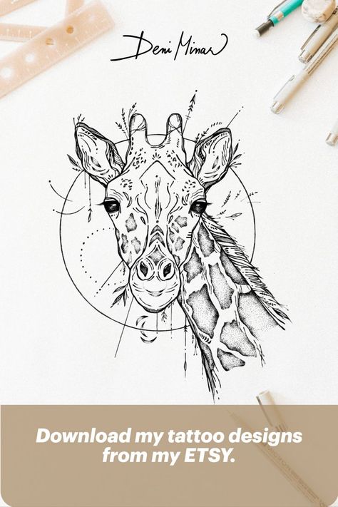 Tattoo For Travel, Small Animal Tattoo, Small Giraffe Tattoo, Africa Tattoo, Small Tattoo Design, Giraffe Tattoo, E.t Tattoo, Small Animal Tattoos, Africa Tattoos