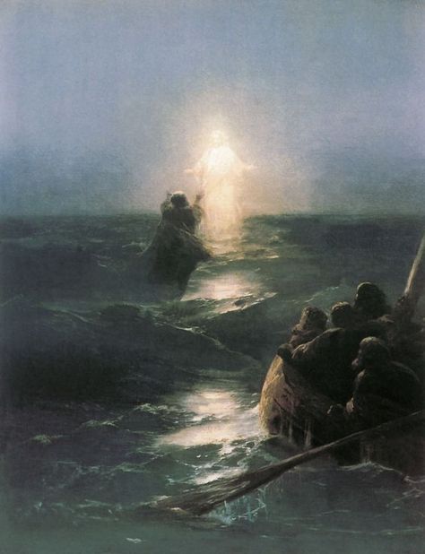 Ivan Aivazovsky, Biblical Artwork, Jesus Artwork, Water Poster, Jesus Christ Art, Jesus Painting, Walk On Water, Biblical Art, Jesus Christus