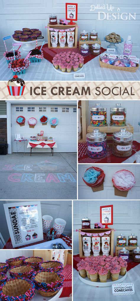 I’ve Cream Social, Back To School Ice Cream Social, Hoa Activities, 6month Birthday, Ice Cream Social Decorations, Hoa Ideas, Summer Ice Cream Party, Work Appreciation, Ice Cream Social Party