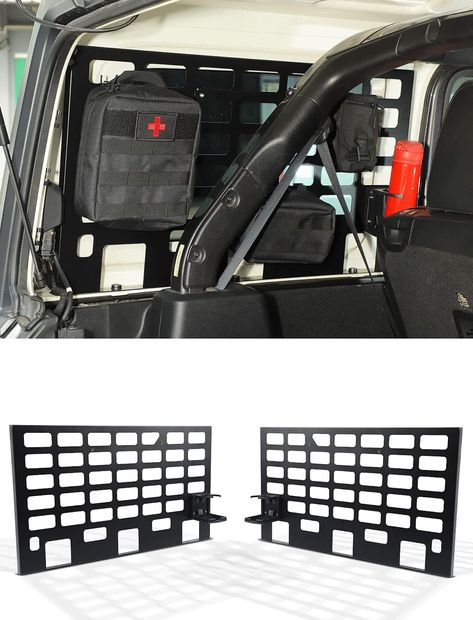 Upgrade your Jeep Wrangler JLU 4 Door with the Savadicar Rear Window Side Storage Racks! These metal carriers provide extra storage space and come with a MOLLE panel organizer for easy customization. Perfect for 2018-2023 models, these racks are built to last. aximize your adventure potential! Rear window side storage racks Back cargo metal carrier MOLLE panel organizer Internal expansion accessories Extra storage space Customizable organization Metal construction Adventure-ready upgrade Molle Panel, Jeep Mods, Window Siding, Cargo Rack, Storage Racks, Wrangler Jl, Luggage Rack, Off Road Adventure, Side Window