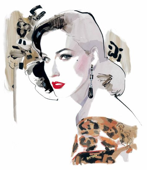 Seeing Fashion With a Sketchpad and Markers - David Downtown in The New York Times Portraits Illustrés, David Downton, Rene Gruau, Megan Hess, 인물 드로잉, Dita Von, Dita Von Teese, Fashion Art Illustration, Fashion Illustrator