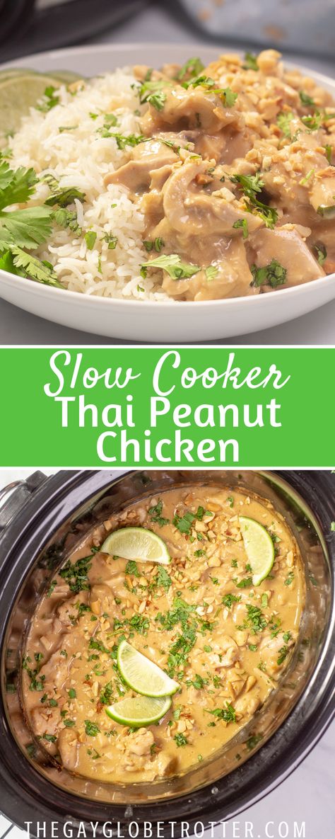 Slow Cooker Thai, Peanut Sauce Chicken, Homemade Peanut Sauce, Crockpot Chicken Thighs, Cooking Curry, Slow Cooker Chicken Thighs, Thai Peanut Chicken, Delicious Chicken Dinners, Crockpot Ideas