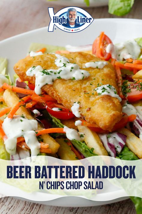 Add a modern twist to your next weeknight dinner with this easy recipe for Beer Battered Haddock N’ Chips Chop Salad – all ready in just about 20 minutes. Battered Haddock, Chop Salad, Chinese Chicken Recipes, Blackstone Grill, Beer Battered, Chinese Chicken, Grill Recipes, Beer Batter, Beer Recipes