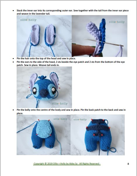 Lilo and Stitch Amigurumi Crochet Pattern Notes - Ollie + Holly | Amigurumi Crochet Patterns Lilo And Stitch Diy Crafts, Lilo And Stitch Amigurumi, Stitch Amigurumi, Lilo I Stitch, Disney Crochet Pattern, Disney Crochet Patterns, Stitch Doll, Stitch Toy, Crochet Disney