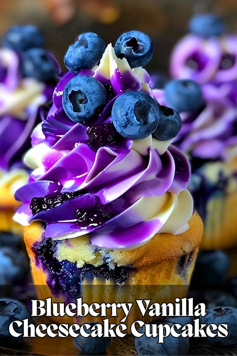 Indulge in the perfect combination of vanilla, cheesecake, and blueberry flavors with these delightful cupcakes! They’re moist, creamy, and perfect for any occasion. Blueberry Cheesecake Cupcakes, Cheesecake Cupcakes Recipe, Lemon Blueberry Cupcakes, Chocolate Blueberry, White Chocolate Recipes, Blueberry Cupcakes, Vanilla Filling, Vanilla Cheesecake, Cheesecake Cupcakes