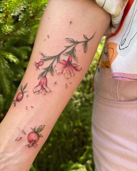 November Tattoo, Running Tattoos, Seed Tattoo, Pomegranate Tattoo, Maching Tattoos, Fruit Tattoo, Pomegranate Art, Vine Tattoos, Make Tattoo