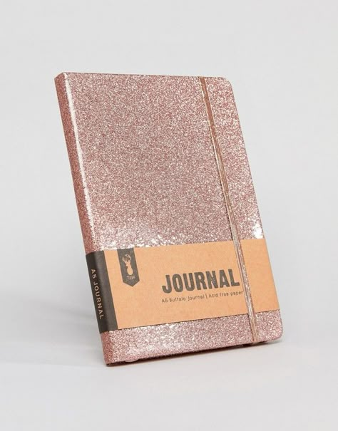 TYPO Typo Rose Gold Glitter A5 Buffalo Notebook #giftsideas #giftsforher #pink Unique School Supplies, Rose Gold Nails Acrylic, Rose Gold Office, College Things, Girls Room Design, Rose Gold Paper, Gold Everything, Cute School Stationary, Study Stationery