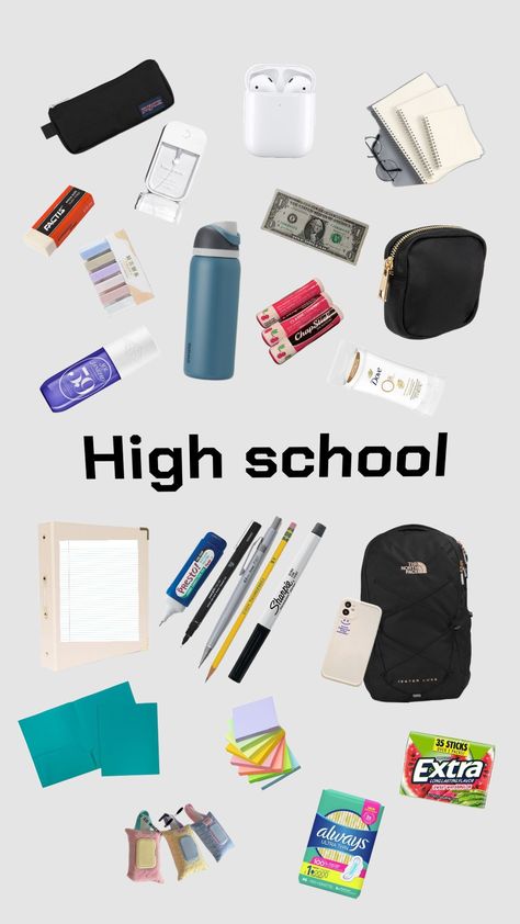 Essential things to have in highschool 🎒🛍💡 High School Needs, School Needs, High School Survival, How To Sharpen Scissors, School Survival, Sharpeners, In High School, I Missed, Ruler