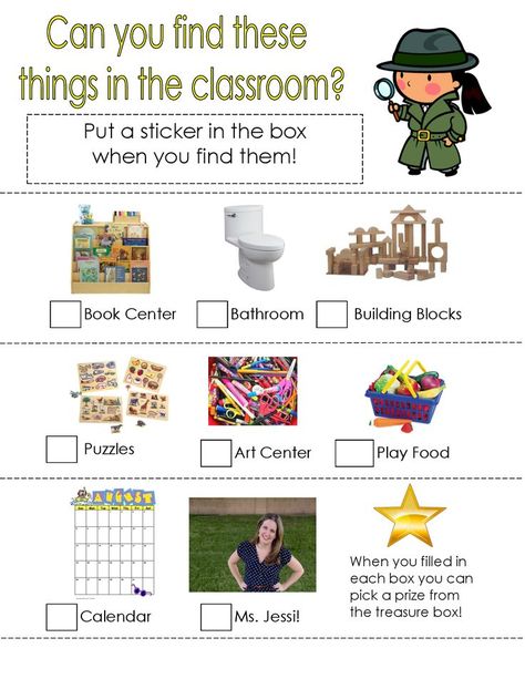 Open House Scavenger Hunt, Preschool Open House, Preschool Orientation, House Scavenger Hunt, Info Table, Open House Activities, Scavenger Hunt Template, Preschool Scavenger Hunt, Welcome To Preschool