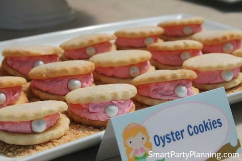 Oyster Pearl Cookies Sea Glass Candy Recipe, Oyster Cookies, Dolphin Birthday, Ocean Birthday Party, Ocean Theme Party, Ocean Birthday, Moana Birthday Party, Moana Party, Moana Birthday