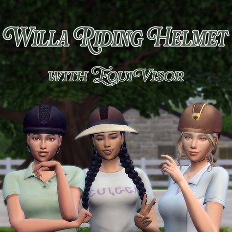 Willa Riding Helmet - SSO Conversion | Patreon Sims 4 Cc Helmet, Sims 4 Cc Horse Riding, Sims 4 Country Club Cc, Sims 4 Horse Cc, Horse Riding Helmets, Cc Shopping, Horse Bridle, Horse Ranch, Sims4 Cc