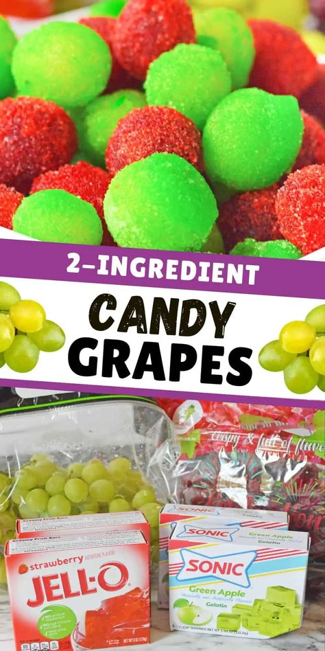 Grape Snacks, Candied Grapes Recipe, Candied Fruit Recipes, Candied Grapes, Candy Grapes, Cotton Candy Grapes, Jello Flavors, Sugared Grapes, 2 Ingredient Recipes