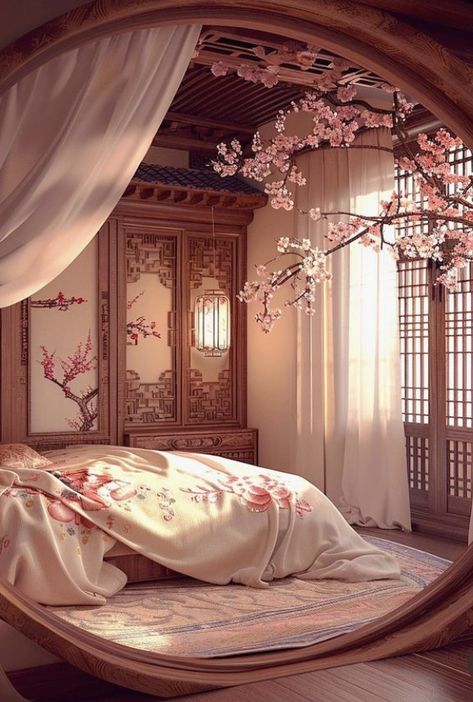 Chinese Bedroom Ideas, Chinese Interior Design Traditional, Blue Library, Chinese Interior Design, Lotus Garden, Chinese Home, Chinese Interior, Small Room Design Bedroom, Fantasy Rooms