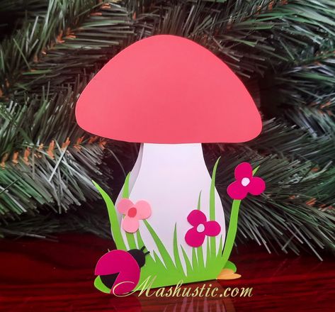 A new paper mushroom for kids | Mashustic.com Butterflies Crafts, Paper Mushrooms, New Paper, How To Make Paper Flowers, Butterfly Crafts, Place Card, Goodie Bags, Flower Crafts, Template Printable