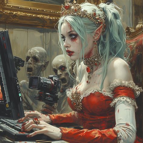 Very beautiful and frightening Vampire Queen it's amazing!😆 @hu_man_bot The Vampire Queen and the zombies are surprised that the video they uploaded to YouTube is not getting many views #AIart Zombie Queen, Vampire Zombie, The Zombies, Vampire Queen, The Vampire, Zombie, Ghost, Queen, Zombies