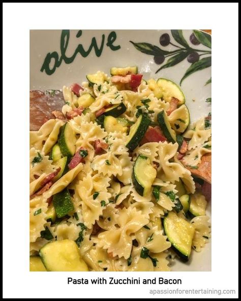 Cooking from my Pantry - Pasta with Zucchini and Bacon Pantry Pasta, Pasta With Zucchini, Bacon Zucchini, Goat Cheese Appetizer, Breakfast Vegetables, Veggie Tacos, Cold Pasta Salad, Ham And Cheese Sandwich, Bacon Pasta