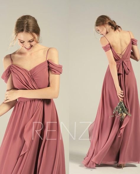 Old Rose Gown, Long Wedding Dress, Blush Bridesmaid Dresses, Off Shoulder Maxi Dress, Old Rose, Skirt Long, Dresses Lace, Chiffon Bridesmaid Dress, Long Wedding Dresses