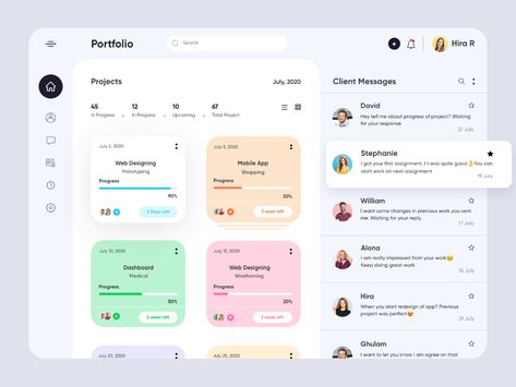 Project Management Dashboard-UX/UI Design by Hira Riaz🔥 for Fireart Studio on Dribbble Web Platform Design, Crm Ui Design, Crm Design, Token Design, Crm Dashboard, Application Ui Design, Ui System, Ui Developer, School App