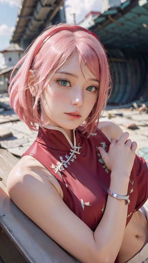 Sakura Haruno Art, Ruthless Villains, Sarada Cosplay, Sakura Haruno Cosplay, Naruto Clans, Naruto Sakura, Sakura Cosplay, Anime Cosplay Makeup, Most Hated