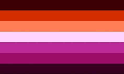 Start description [ The picture shows a 7 striped-flag with a orange upper half and pink bottom half. A off-white stripe lays in the middle and two black stripes are on the very top and bottom. The flag overall has a warm color pallete and is pleaseing to the eye.] End description Sunset Lesbian Flag, Ace Spectrum, Lesbian Flags, Lesbian Flag, Pride Flags, The Sunset, Fit In, Made By Me, Flag