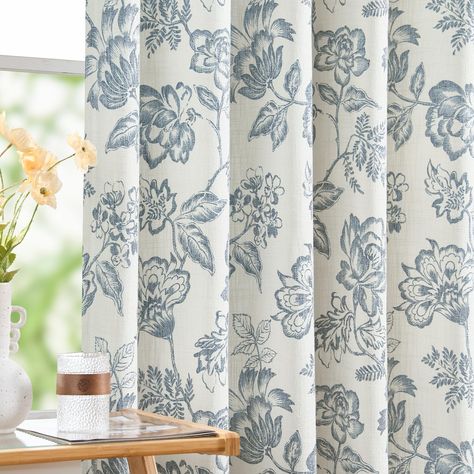 PRICES MAY VARY. Floral Patterned Curtains: Bring a sense of french country to your home by these flower curtains. Patterned with elaborate flowers, these drapes beautifully frame your windows with a farmhouse style Linen Burlap Look Curtains: Each package includes 2 curtain panels in blue flower printed, panels are both 50" wide by 96" length. These curtains add more farmhouse country charm to your window, providing a casual space and softer vision Multiple Hanging Options: Rod pocket top allow Patterned Drapes, Apartment Business, Farmhouse Curtain Rods, Insulated Drapes, Pattern Draping, Drapes For Living Room, Living Room Light, Bedroom Drapes, Pocket Window