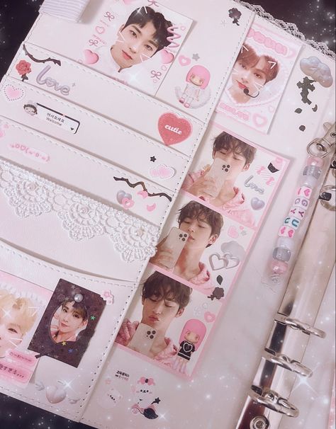 Kpop Binder Cover Ideas Seventeen, A5 Binder Deco, Macaron Binder Deco, Kpop Binder Deco, Macaron Binder, Pc Binder, Binder Deco, Binder Decoration, Kpop Binder