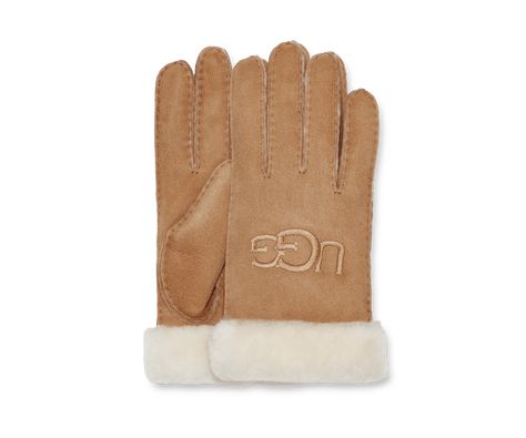 Shearling UGG Embroider Glove Ugg Gloves, Cold Fingers, Sheepskin Gloves, Brown Gloves, Embroidered Leather, High Leg Boots, Cold Weather Accessories, Earmuffs, Womens Gloves