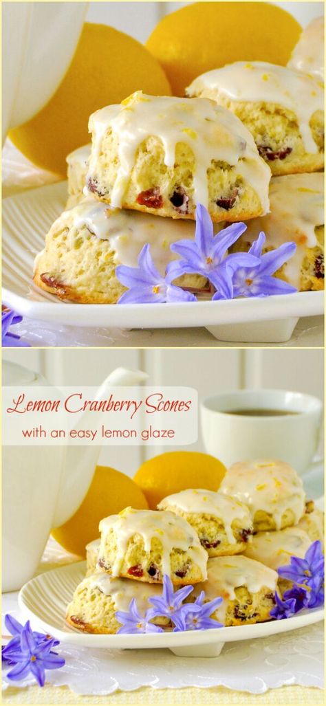 Tender Scones, Lemon Cranberry, Cranberry Scones, Lemon Scones, Xmas 2022, Rock Recipes, Healthy Muffin Recipes, Tea Biscuits, Lemon Glaze