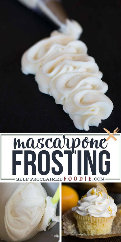 Marscapone Frosting, Mascarpone Frosting Recipe, Homemade Chocolate Cupcakes, Mascarpone Recipes, Creamy Frosting, Mascarpone Frosting, Frosting Recipes Easy, Cake Frosting Recipe, Frosting Recipe