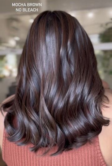 Burgundy Hair Olive Skin Tone, Shoulder Dark Brown Hair, Cocoa Brown Hair Balayage, Hair Color Ideas For Cool Tone Skin, Solid Hair Color Ideas For Curly Hair, Mocha Brown Hair Highlights, Hair Colour On Brown Skin Tone, Hair Colour Ideas For Dark Skin, Haircolor Ideas For Brown Skin Tone